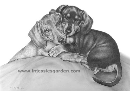 Smooth Dachshunds Art